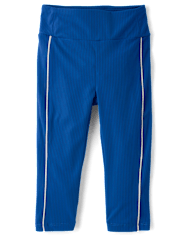 Girls Contrast Ribbed Capri Leggings