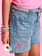 Short en jean midi brodé Hello Kitty® pour filles