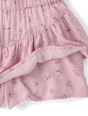 Girls Floral Tiered Flowy Skort