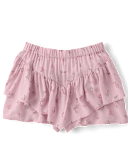 Girls Floral Tiered Flowy Skort