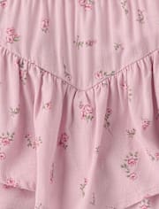 Girls Floral Tiered Flowy Skort