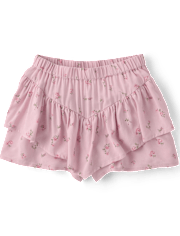 Girls Floral Tiered Flowy Skort