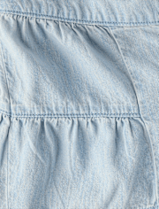 Girls Tiered Chambray Shortie Jean Shorts