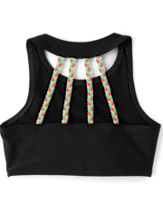 Maillot de bain tankini tressé contrasté pour filles