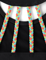 Maillot de bain tankini tressé contrasté pour filles