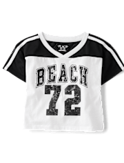Girls Quick Dry Graphic Mesh Cropped Football Tee