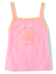 Girls Colorblock Ribbed Graphic Tank Top