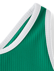 Girls Contrast Ribbed Cross Back Tank Top