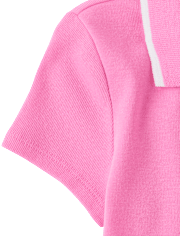 Girls Contrast Ribbed Polo