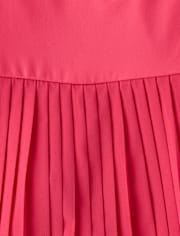 Girls Quick Dry Contrast Halter Pleated Tennis Dress