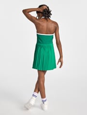 Robe de tennis plissée contrastée à séchage rapide pour filles