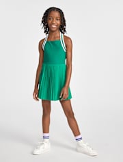 Robe de tennis plissée contrastée à séchage rapide pour filles