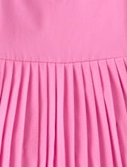 Girls Quick Dry Contrast Halter Pleated Tennis Dress