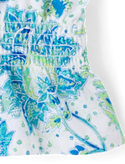 Girls Paisley Tassel Bow Shoulder Tank Top