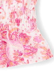 Girls Paisley Tassel Bow Shoulder Tank Top