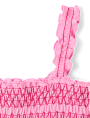 Girls Contrast Smocked Peplum Tank Top