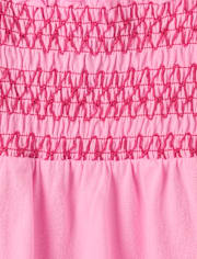 Girls Contrast Smocked Peplum Tank Top