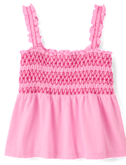 Girls Contrast Smocked Peplum Tank Top