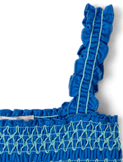 Girls Contrast Smocked Peplum Tank Top