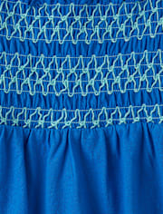 Girls Contrast Smocked Peplum Tank Top