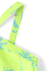 Maillot de bain bikini croisé à motif palmier pour filles