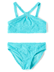 Girls Seashell Textured Terry Bikini Swimsuit