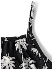 Girls Palm Tree High Neck Romper
