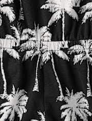 Girls Palm Tree High Neck Romper