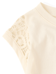 Girls Rhinestone Crochet Peplum Top