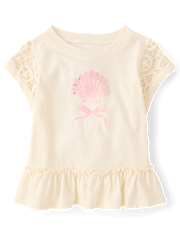 Girls Rhinestone Crochet Peplum Top