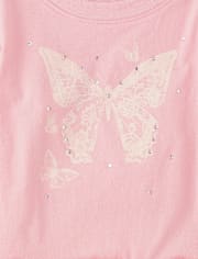 Girls Rhinestone Crochet Peplum Top