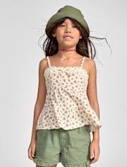 Débardeur fleuri à volants pour filles