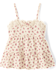 Girls Floral Tiered Tank Top