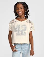 Girls Varsity Lace Football Tee