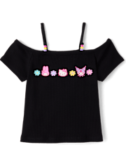 Girls Hello Kitty® Beaded Cold Shoulder Top