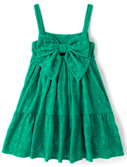 Girls Eyelet Bow Back Dress
