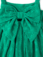Girls Eyelet Bow Back Dress
