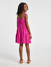 Girls Eyelet Bow Back Dress