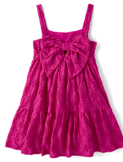 Girls Eyelet Bow Back Dress