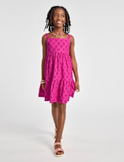 Girls Eyelet Bow Back Dress