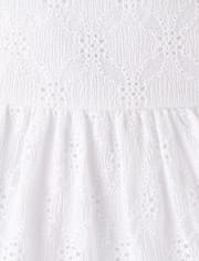 Girls Eyelet Bow Back Dress