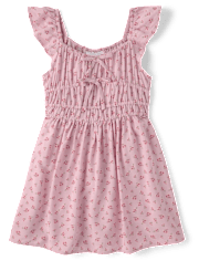 Girls Floral Bow Flutter Dress