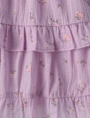 Girls Floral Textured Bow Back Dress