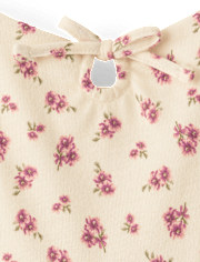 Girls Floral Keyhole V-Waist Dress