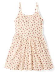 Girls Floral Keyhole V-Waist Dress