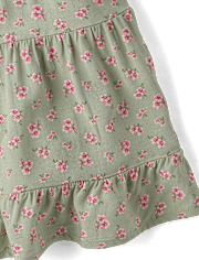 Girls Floral Smocked Bow Shoulder Dress