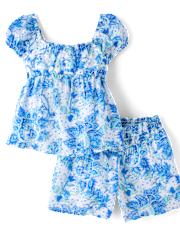 Girls Paisley Textured 2-Piece Outfit Set