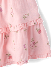 Ensemble 2 pièces à volants floraux pour filles