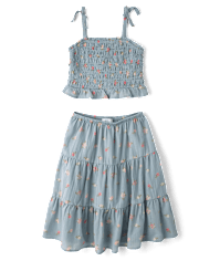 Girls Floral Textured 2-Piece Outfit Set