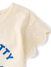 Girls Hello KittyÂ® And Friends Rhinestone Eyelet Flutter Top